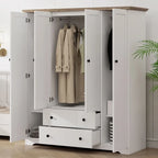 Armoire à 4 portes avec 2 tiroirs marron/blanc