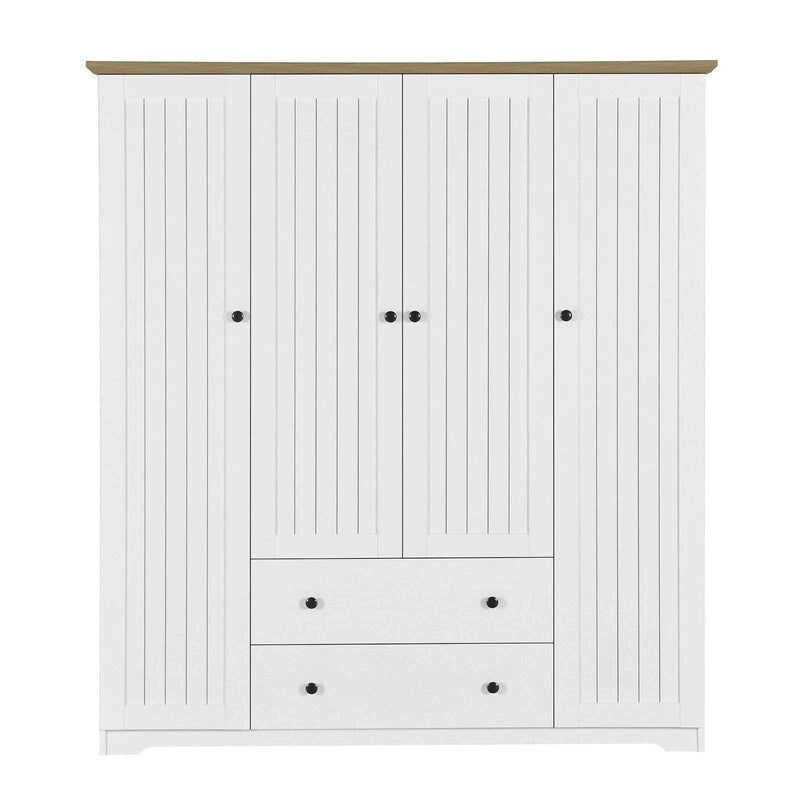 Armoire à 4 portes avec 2 tiroirs marron/blanc