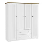 Armoire à 4 portes avec 2 tiroirs marron/blanc