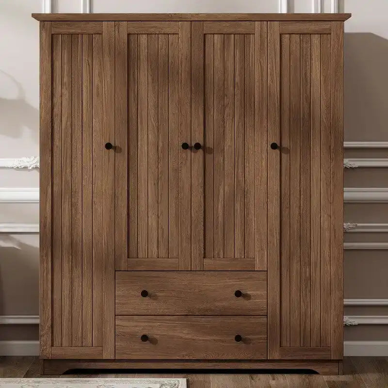 Armoire à 4 portes avec 2 tiroirs marron/blanc