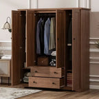 Armoire à 4 portes avec 2 tiroirs marron/blanc