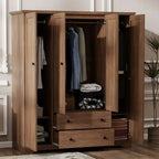 Armoire à 4 portes avec 2 tiroirs marron/blanc