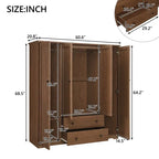 Armoire à 4 portes avec 2 tiroirs marron/blanc