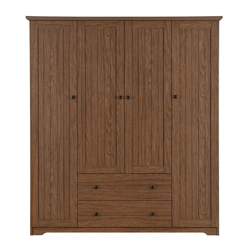 Armoire à 4 portes avec 2 tiroirs marron/blanc