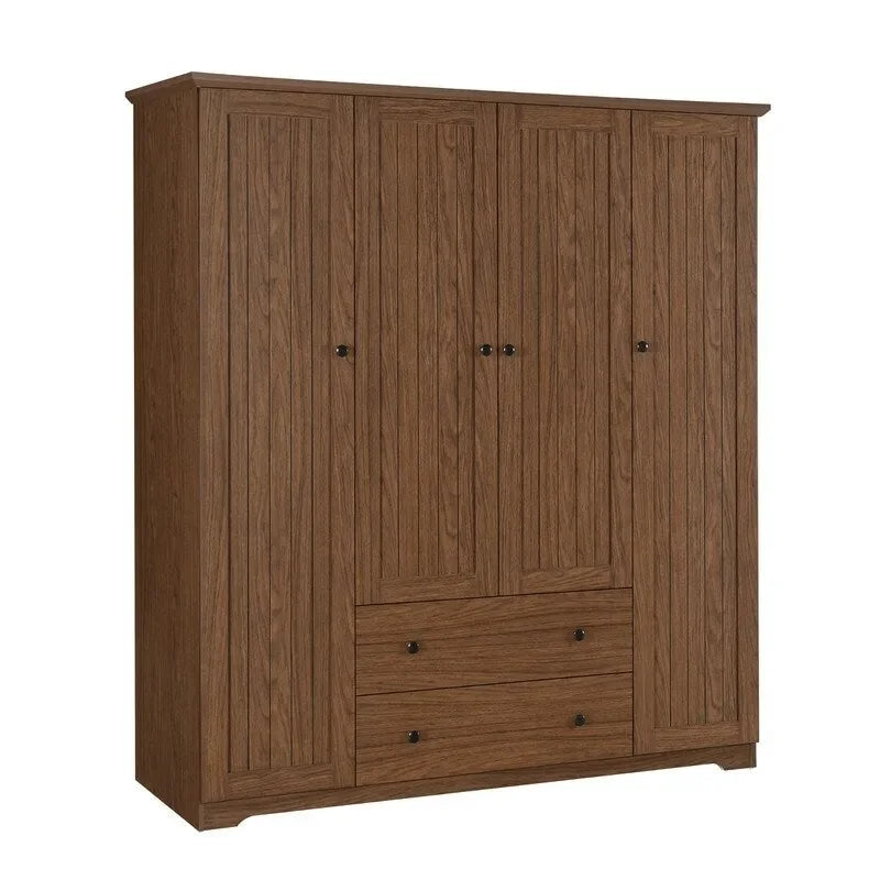 Armoire à 4 portes avec 2 tiroirs marron/blanc