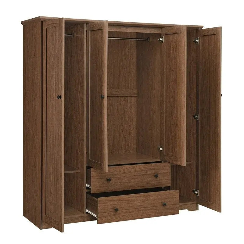 Armoire à 4 portes avec 2 tiroirs marron/blanc
