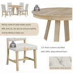 Ensemble de salle à manger rond extensible 5 pièces, ensemble de meubles de cuisine en bois avec rallonge amovible et 4 chaises rembourrées