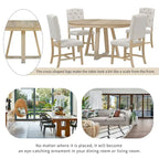 Ensemble de salle à manger rond extensible 5 pièces, ensemble de meubles de cuisine en bois avec rallonge amovible et 4 chaises rembourrées