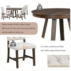 Ensemble de salle à manger rond extensible 5 pièces, ensemble de meubles de cuisine en bois avec rallonge amovible et 4 chaises rembourrées