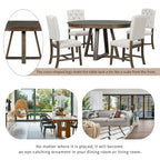 Ensemble de salle à manger rond extensible 5 pièces, ensemble de meubles de cuisine en bois avec rallonge amovible et 4 chaises rembourrées