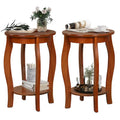 Tables d'appoint rondes à 2 niveaux en noyer, lot de 2, plateau en bois, tables d'appoint étroites