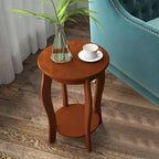 Tables d'appoint rondes à 2 niveaux en noyer, lot de 2, plateau en bois, tables d'appoint étroites