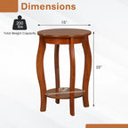 Tables d'appoint rondes à 2 niveaux en noyer, lot de 2, plateau en bois, tables d'appoint étroites