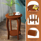 Tables d'appoint rondes à 2 niveaux en noyer, lot de 2, plateau en bois, tables d'appoint étroites