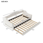 Lit de repos capitonné Twin XL avec bande LED et lit gigogne, 84L x 41.5W x 27H