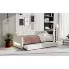 Lit de repos capitonné Twin XL avec bande LED et lit gigogne, 84L x 41.5W x 27H