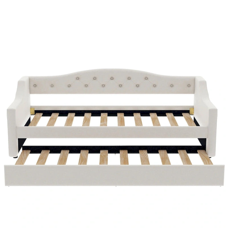 Lit de repos capitonné Twin XL avec bande LED et lit gigogne, 84L x 41.5W x 27H