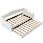 Lit de repos capitonné Twin XL avec bande LED et lit gigogne, 84L x 41.5W x 27H