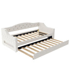 Lit de repos capitonné Twin XL avec bande LED et lit gigogne, 84L x 41.5W x 27H