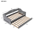 Lit de repos capitonné Twin XL avec bande LED et lit gigogne, 84L x 41.5W x 27H