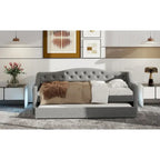 Lit de repos capitonné Twin XL avec bande LED et lit gigogne, 84L x 41.5W x 27H