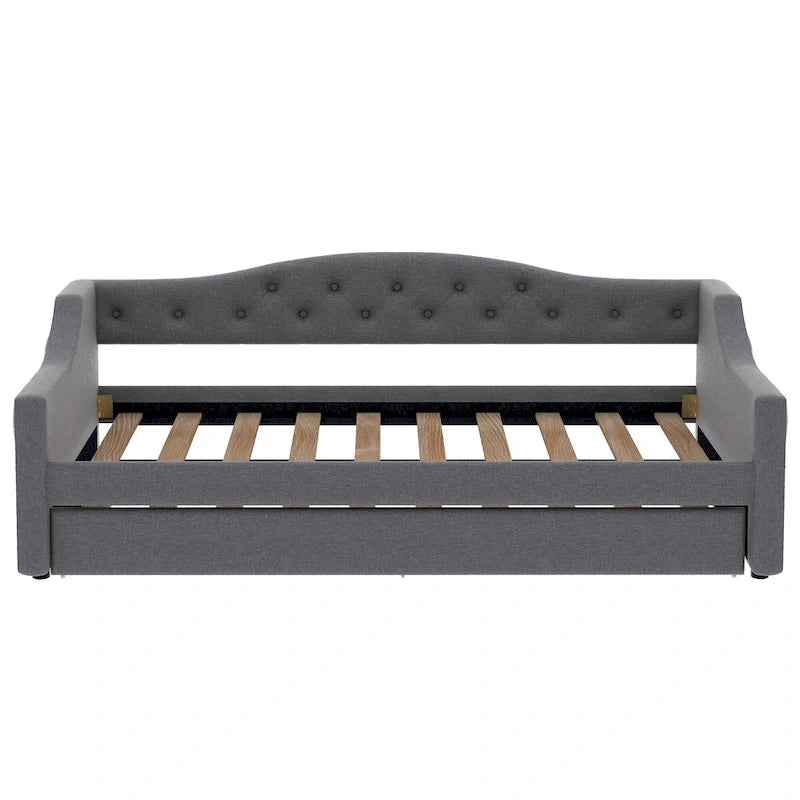 Lit de repos capitonné Twin XL avec bande LED et lit gigogne, 84L x 41.5W x 27H