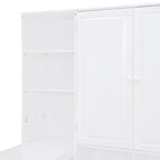 Lit de repos en bois avec étagère intégrée, lit capitaine avec armoire de rangement, penderie, bureau latéral et 3 tiroirs inférieurs