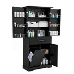 Meuble de salle de bain autoportant polyvalent avec multiples compartiments et design élégant
