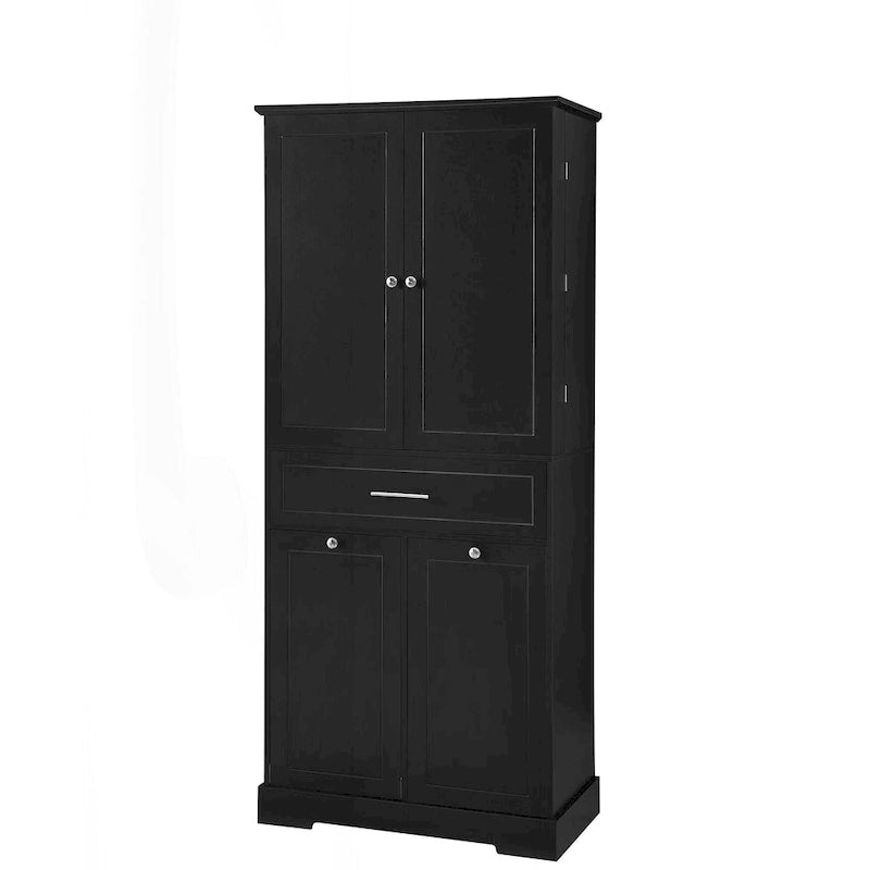 Meuble de salle de bain autoportant polyvalent avec multiples compartiments et design élégant