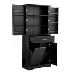 Meuble de salle de bain autoportant polyvalent avec multiples compartiments et design élégant