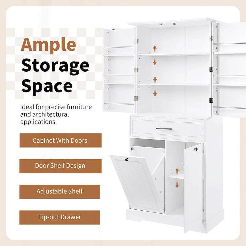 Meuble de salle de bain autoportant polyvalent avec multiples compartiments et design élégant