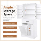 Meuble de salle de bain autoportant polyvalent avec multiples compartiments et design élégant