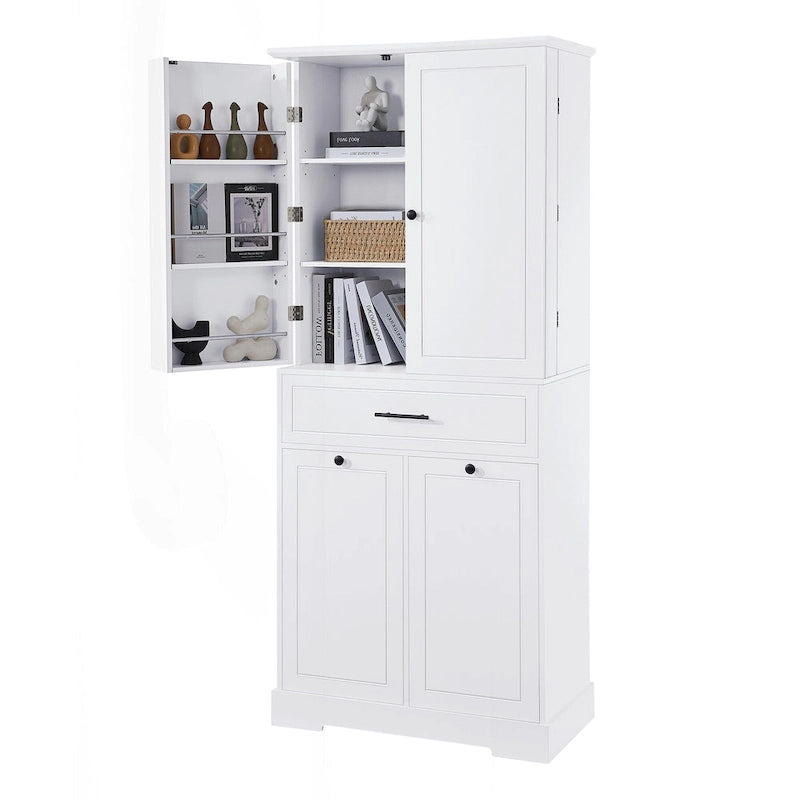 Meuble de salle de bain autoportant polyvalent avec multiples compartiments et design élégant