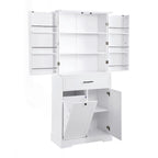 Meuble de salle de bain autoportant polyvalent avec multiples compartiments et design élégant