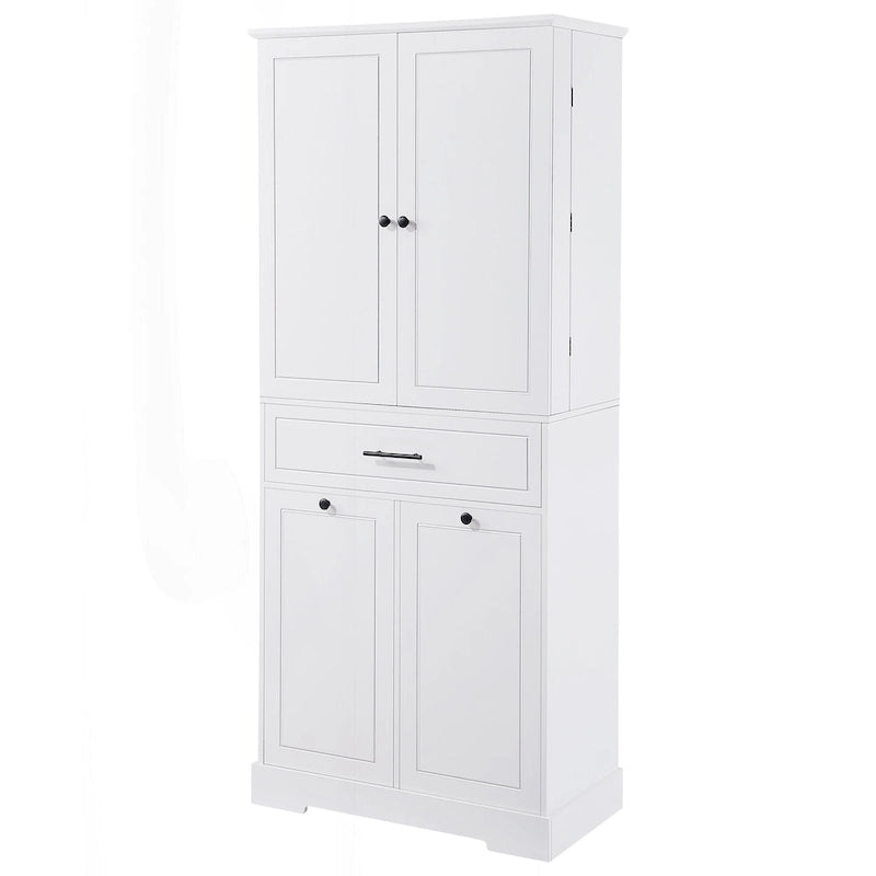 Meuble de salle de bain autoportant polyvalent avec multiples compartiments et design élégant