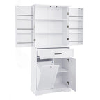 Meuble de salle de bain autoportant polyvalent avec multiples compartiments et design élégant