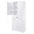 Meuble de salle de bain autoportant polyvalent avec multiples compartiments et design élégant
