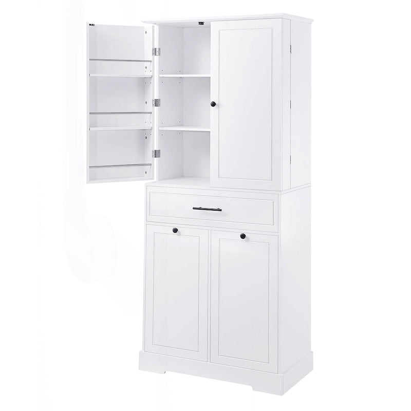 Meuble de salle de bain autoportant polyvalent avec multiples compartiments et design élégant