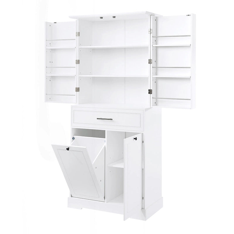 Meuble de salle de bain autoportant polyvalent avec multiples compartiments et design élégant