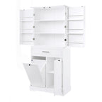 Meuble de salle de bain autoportant polyvalent avec multiples compartiments et design élégant
