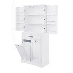 Meuble de salle de bain autoportant polyvalent avec multiples compartiments et design élégant