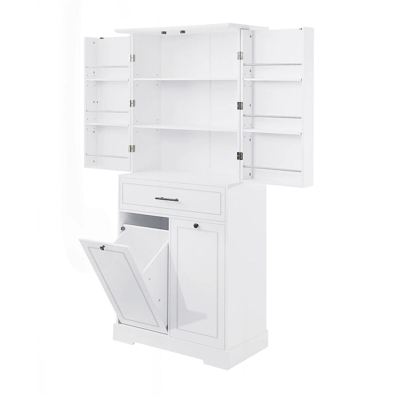 Meuble de salle de bain autoportant polyvalent avec multiples compartiments et design élégant