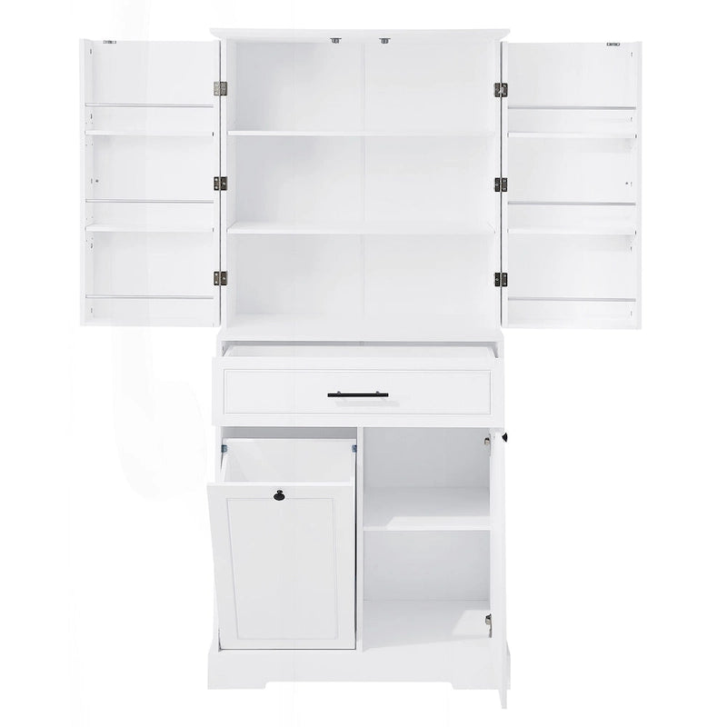 Meuble de salle de bain autoportant polyvalent avec multiples compartiments et design élégant