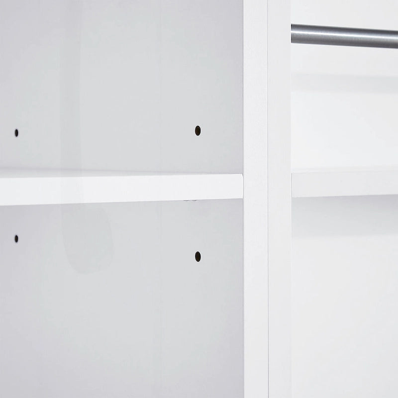 Meuble de salle de bain autoportant polyvalent avec multiples compartiments et design élégant