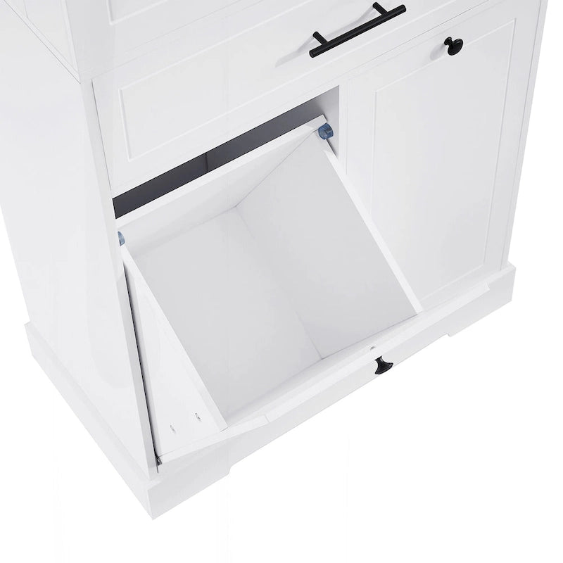 Meuble de salle de bain autoportant polyvalent avec multiples compartiments et design élégant
