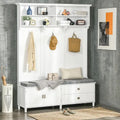 Porte-manteau de style moderne avec rangement, porte-vêtements autoportant avec banc de rangement, armoire de rangement et tiroirs