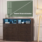 Commode Moderne en Bois à 8 Tiroirs, Commode de Chambre avec Station de Recharge et Lumières LED