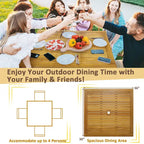 Gymax Ensemble repas de patio 5 pièces table en bois d'acacia avec trou pour parasol de 1,9 po