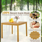 Gymax Ensemble repas de patio 5 pièces table en bois d'acacia avec trou pour parasol de 1,9 po