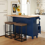 Ensemble d'îlot de cuisine style ferme avec table à abattant, deux sièges, armoire de rangement, tiroirs et porte-serviettes
